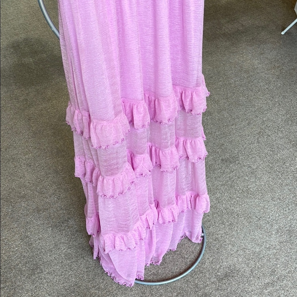Pink Ruffled Maxi Dress - Picture 4 of 9